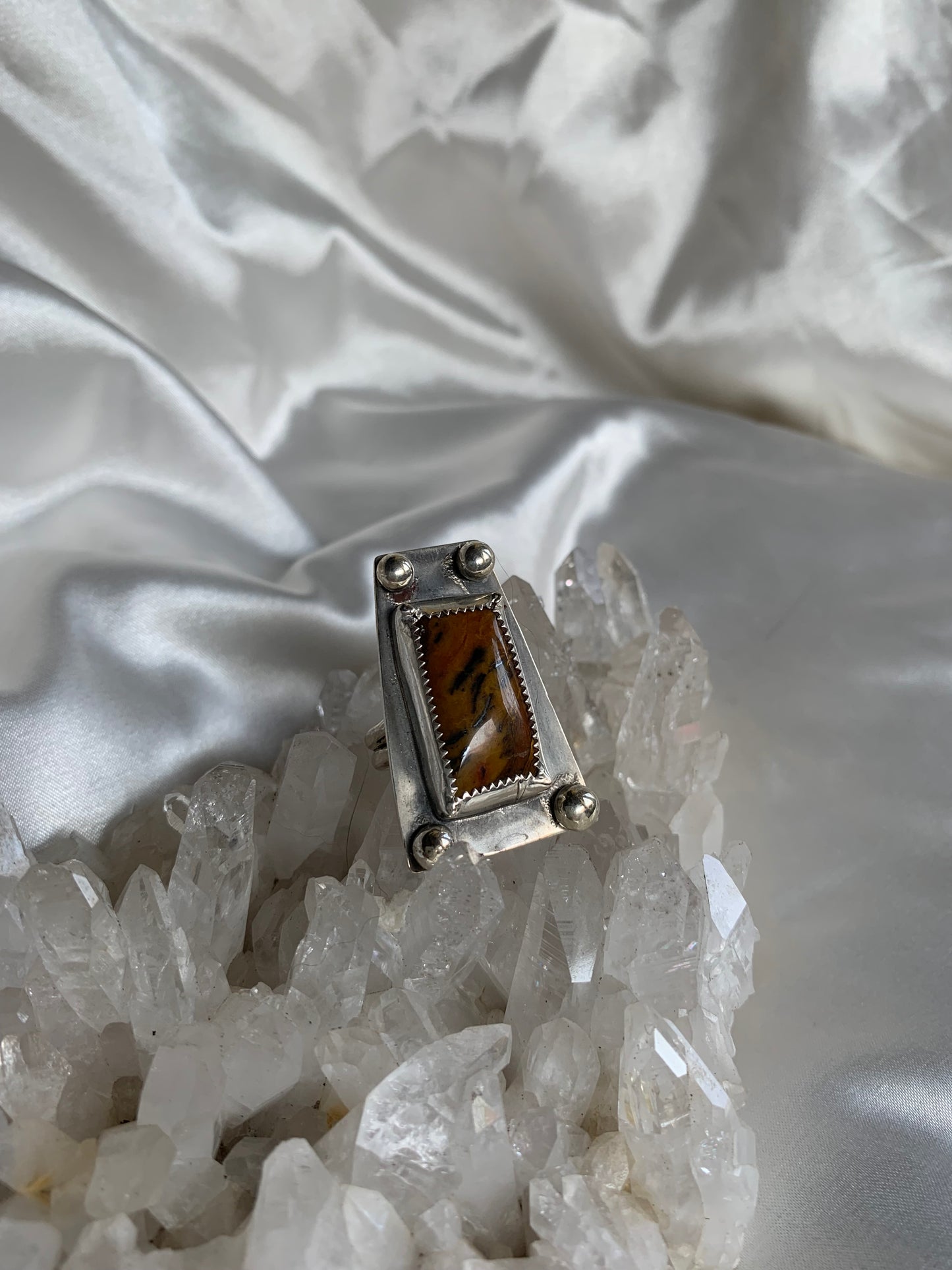 Geometric Tiger Striped Jasper Ring
