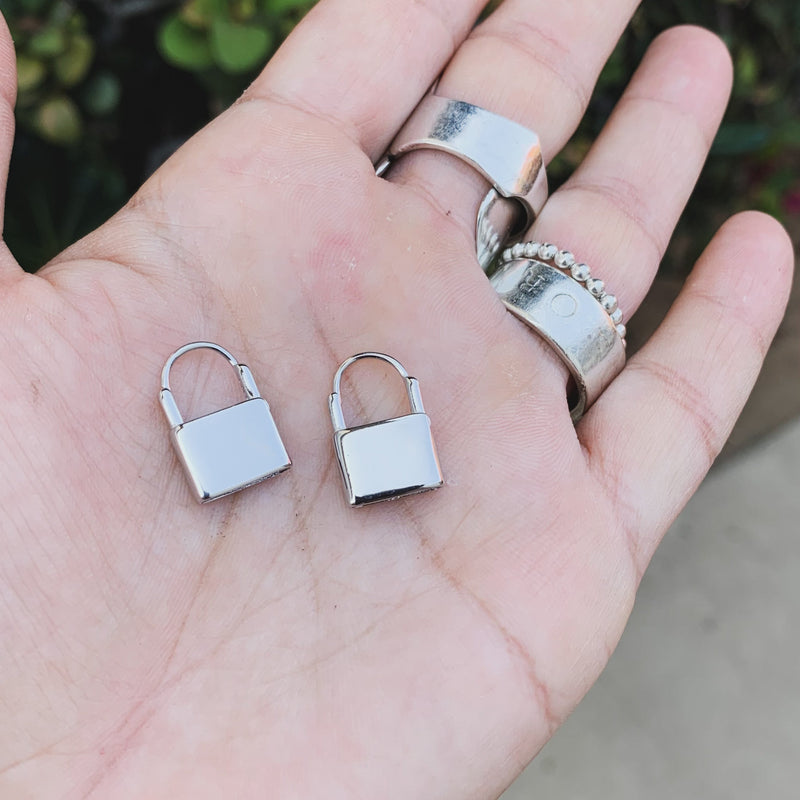 Dainty Lock Huggie Earrings