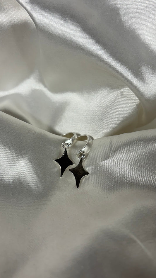 Star Drop Hoop Earrings
