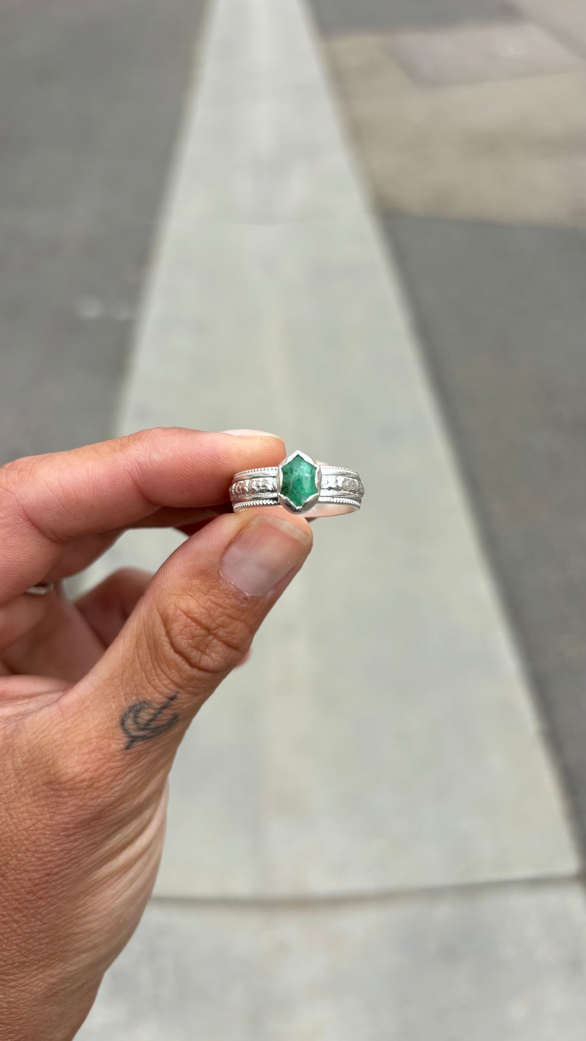 Emerald Silver Ring
