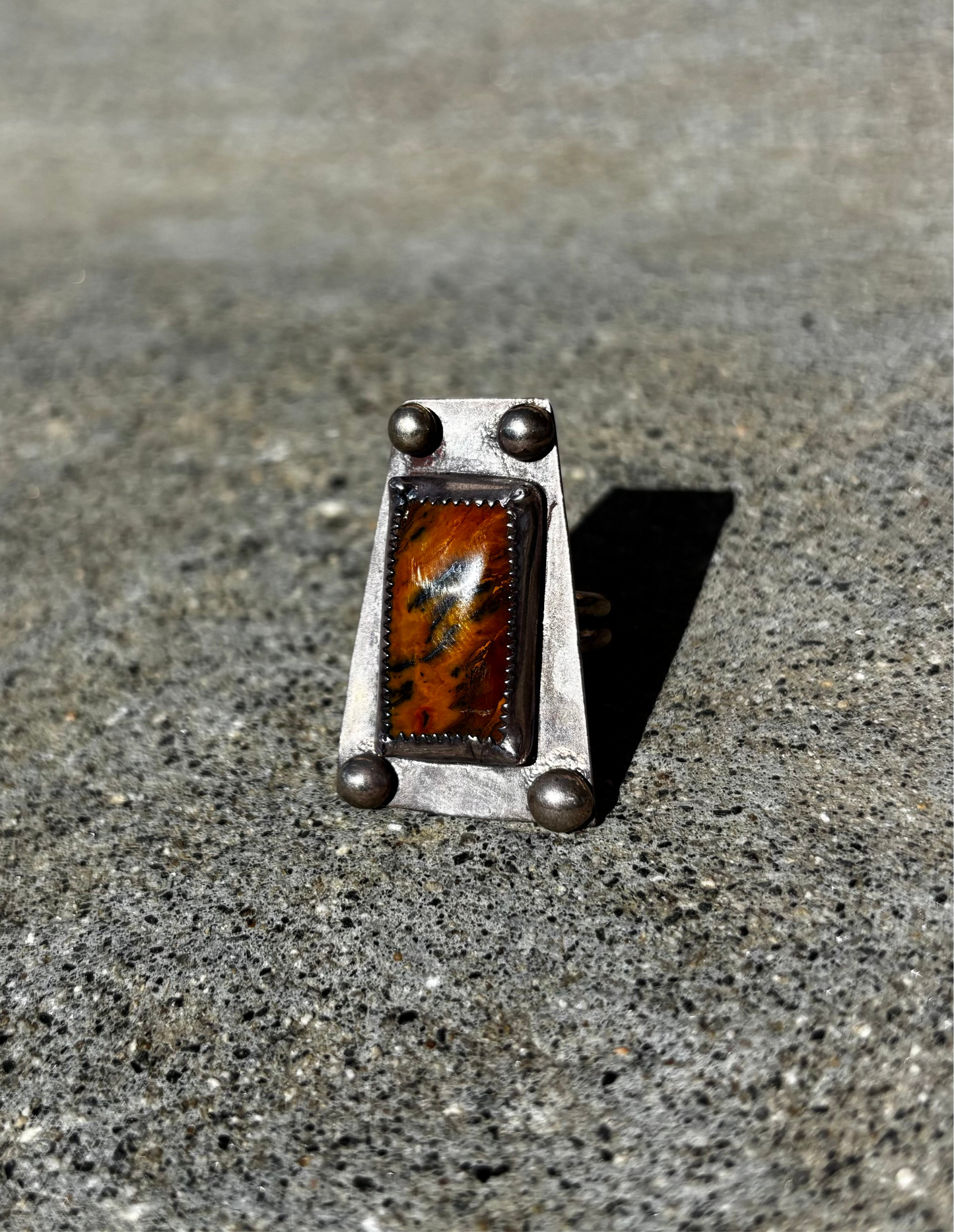 Geometric Tiger Striped Jasper Ring