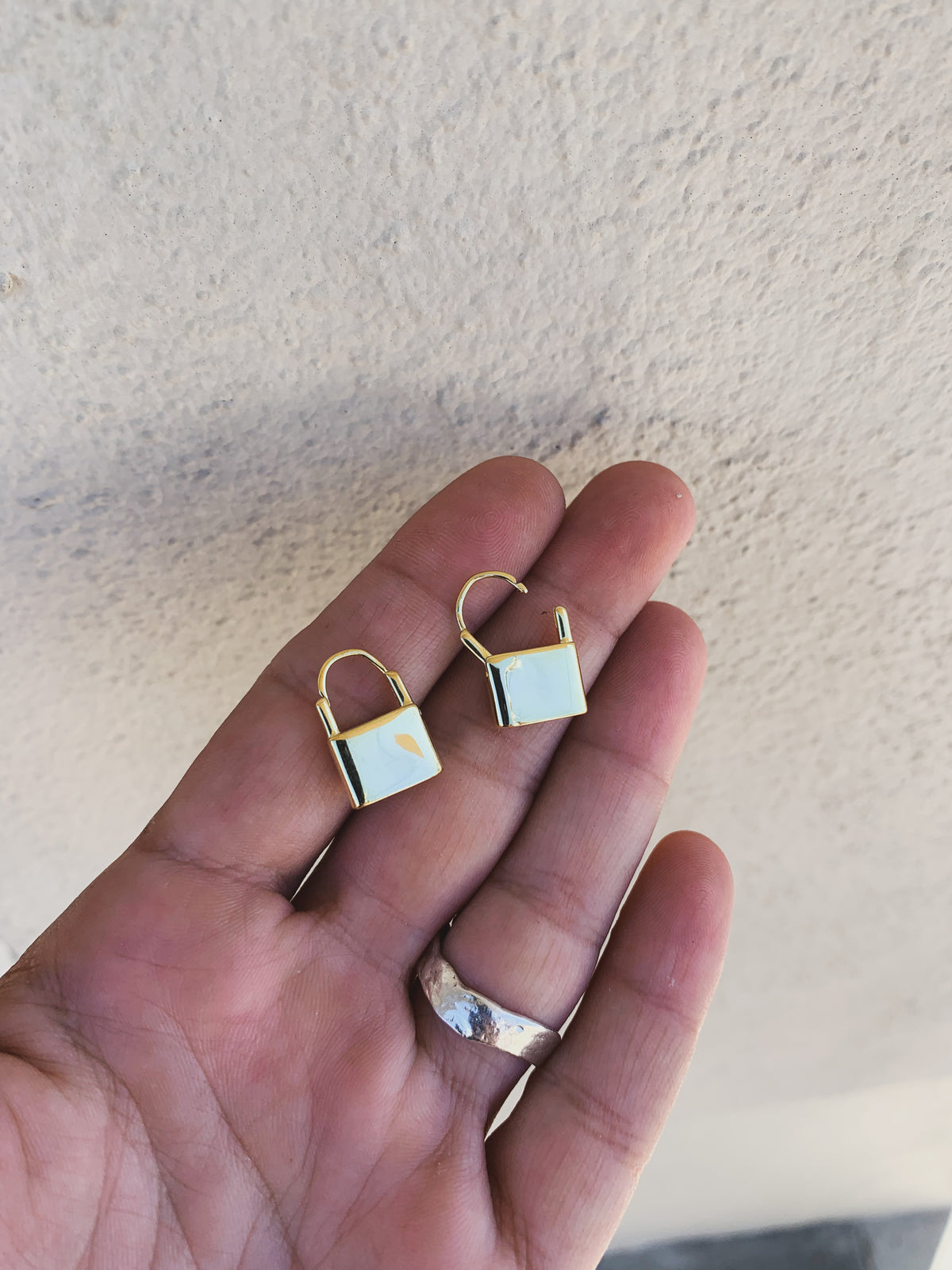 Dainty Lock Huggie Earrings