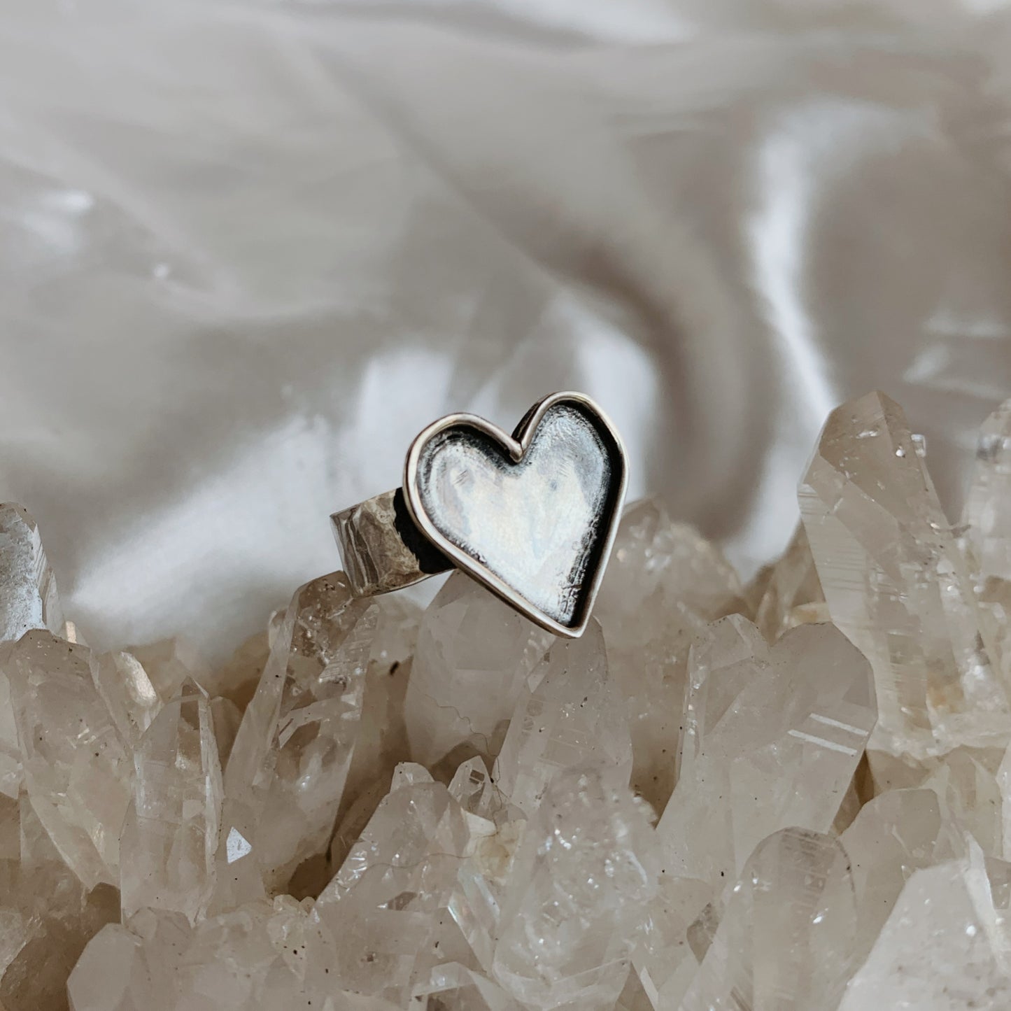 Silver Platter Heart Ring