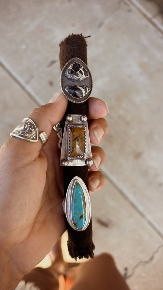 White Lightning Turquoise Ring – Size 6.5 | Sterling Silver Rope Shadowbox Setting | Boho Western Statement Ring | December Birthstone