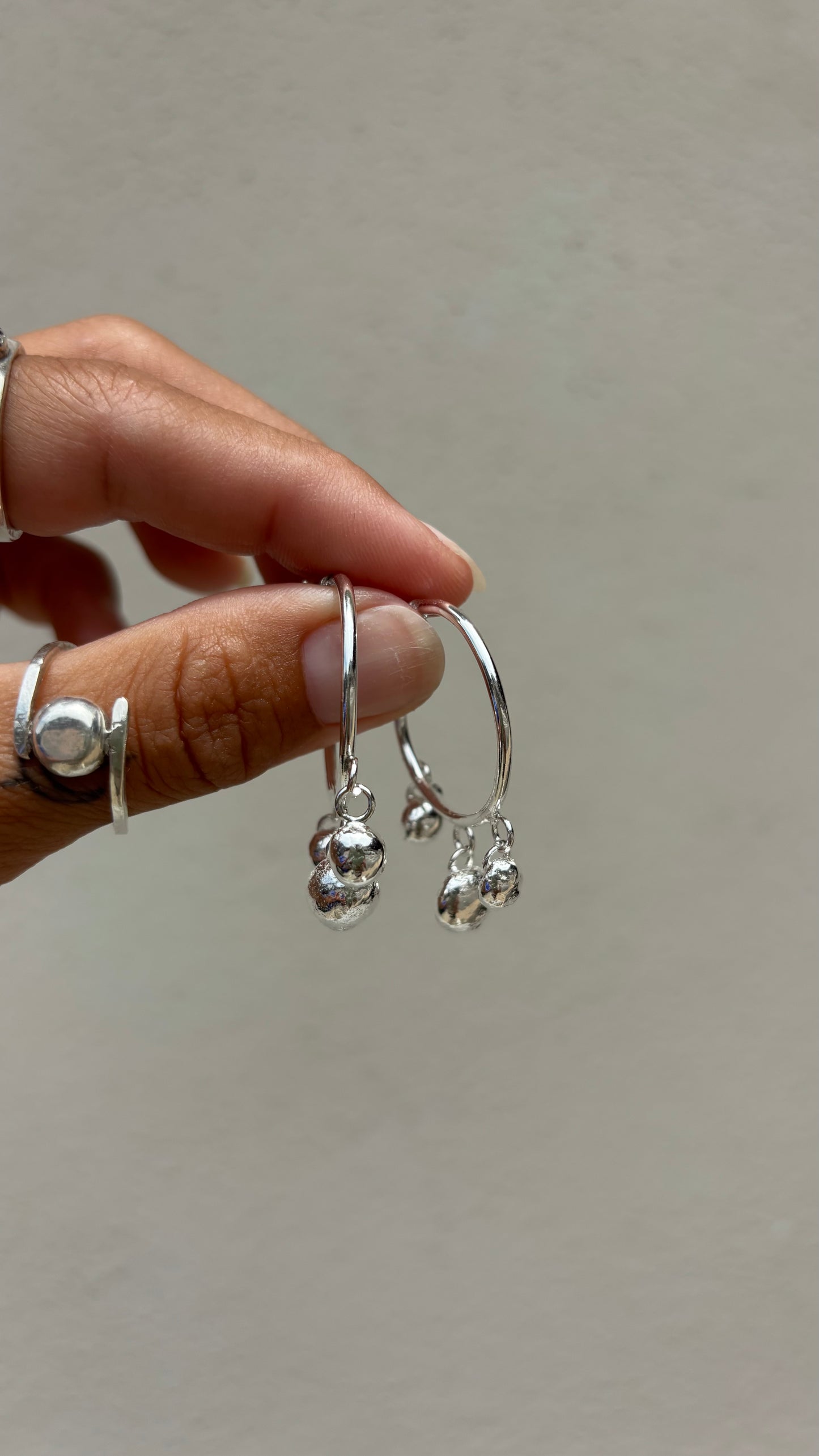 Sterling Silver Ball Drop Hoops