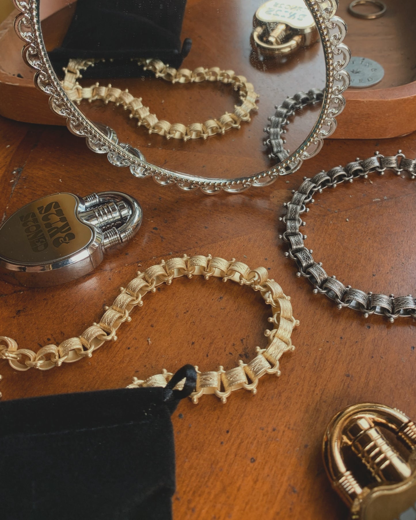 Vintage-Style Chunky Chainlink Necklace – Antique Silver Plated Brass