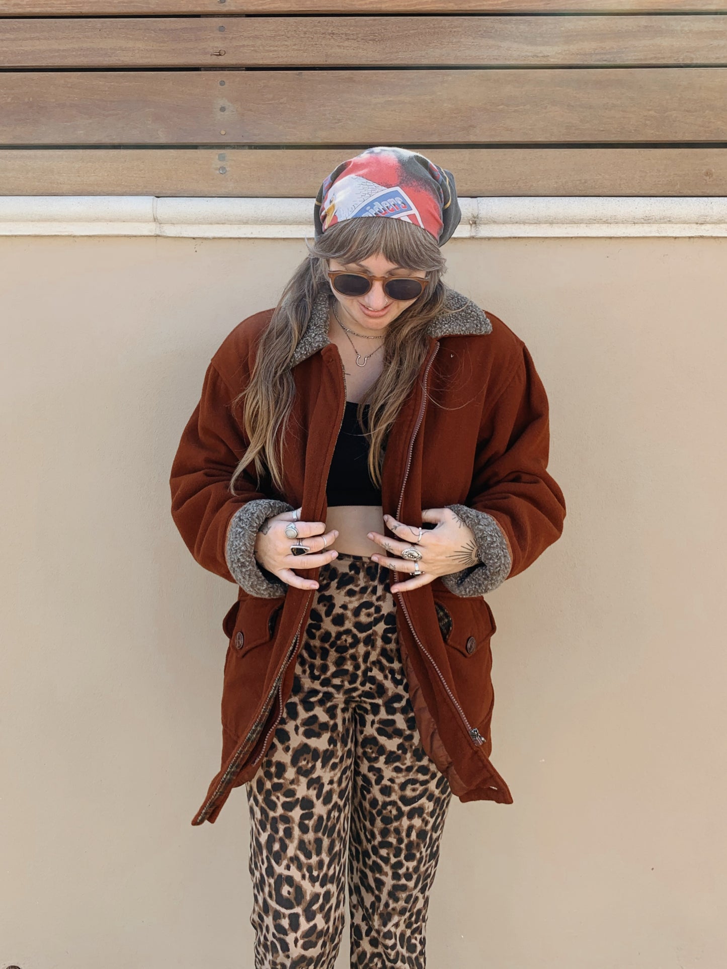 Oversized Brown Flannel Lined Coat