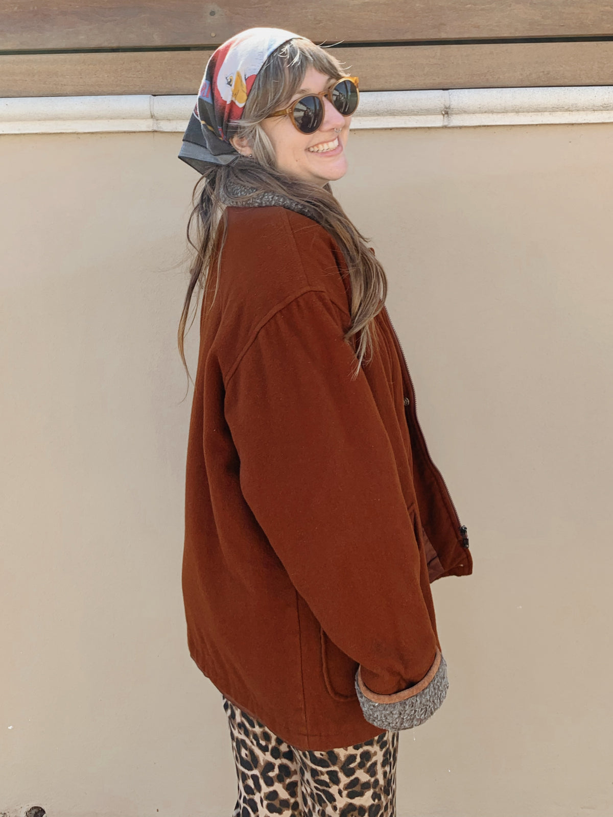 Oversized Brown Flannel Lined Coat