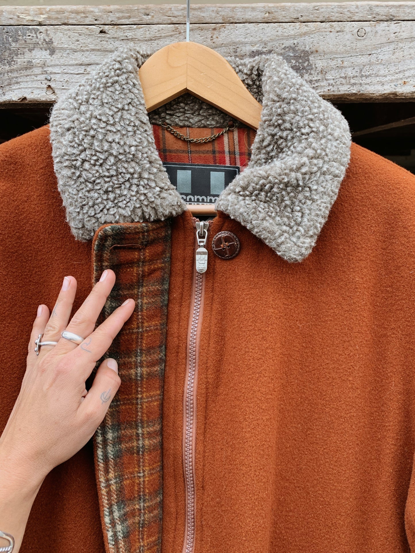 Oversized Brown Flannel Lined Coat