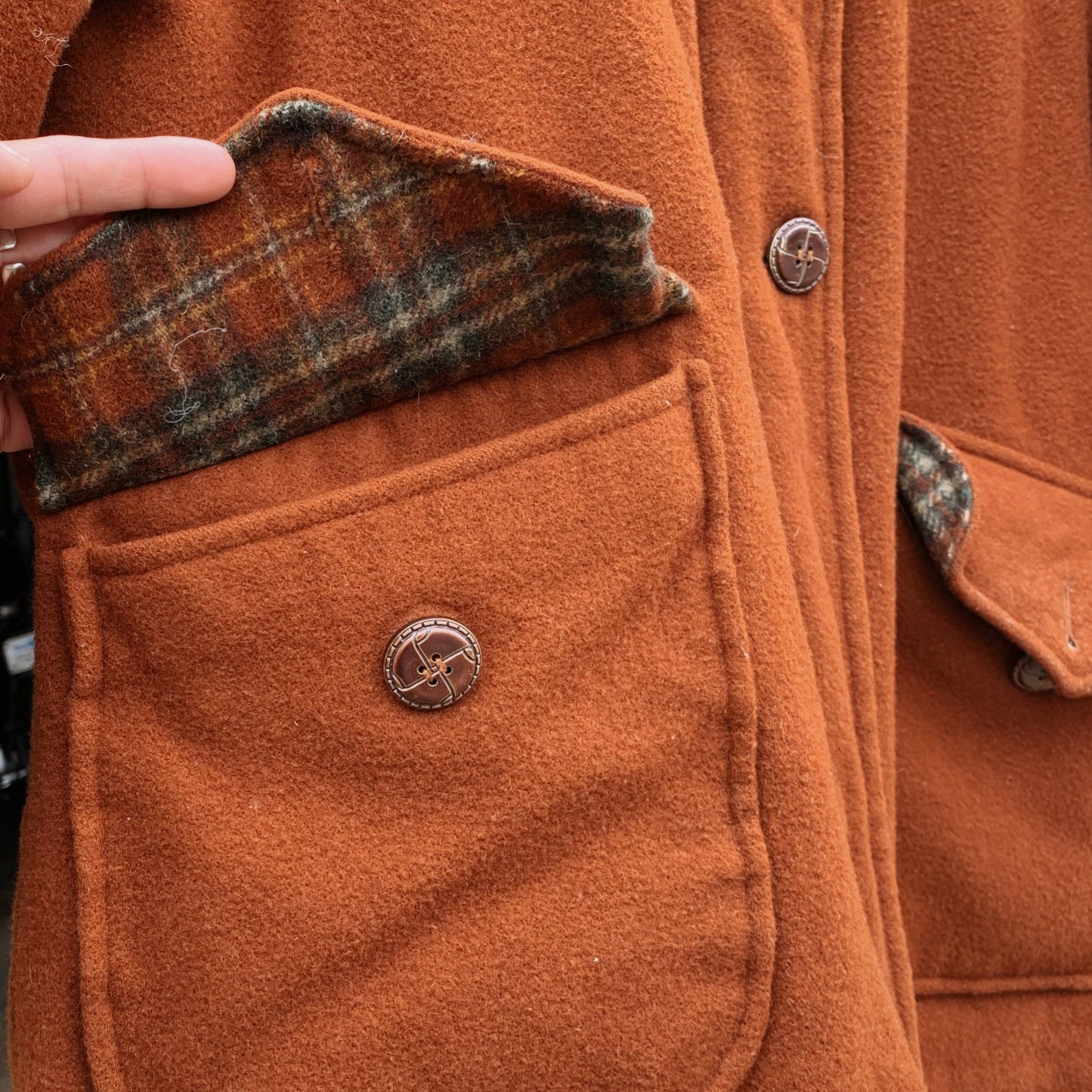 Oversized Brown Flannel Lined Coat