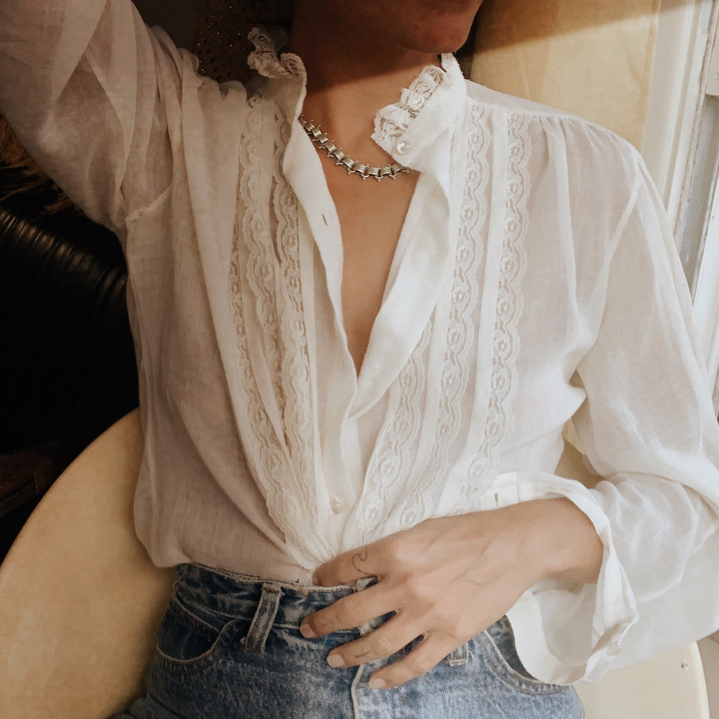 Vintage-Style Chunky Chainlink Necklace – Antique Silver Plated Brass