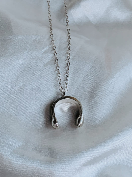 Silver Horseshoe Drop Necklace
