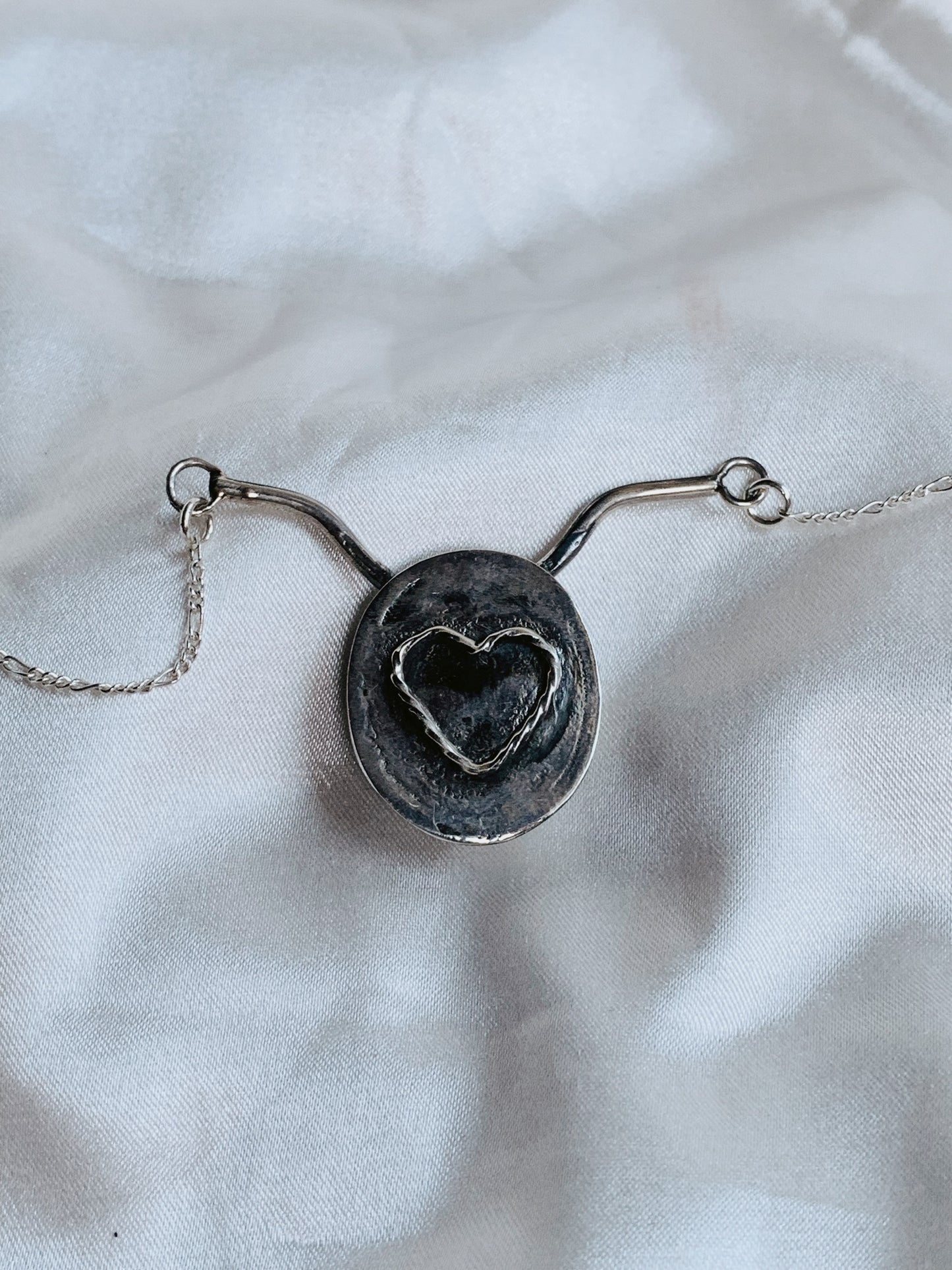 Blue Lace Agate Handlebar Heart Necklace