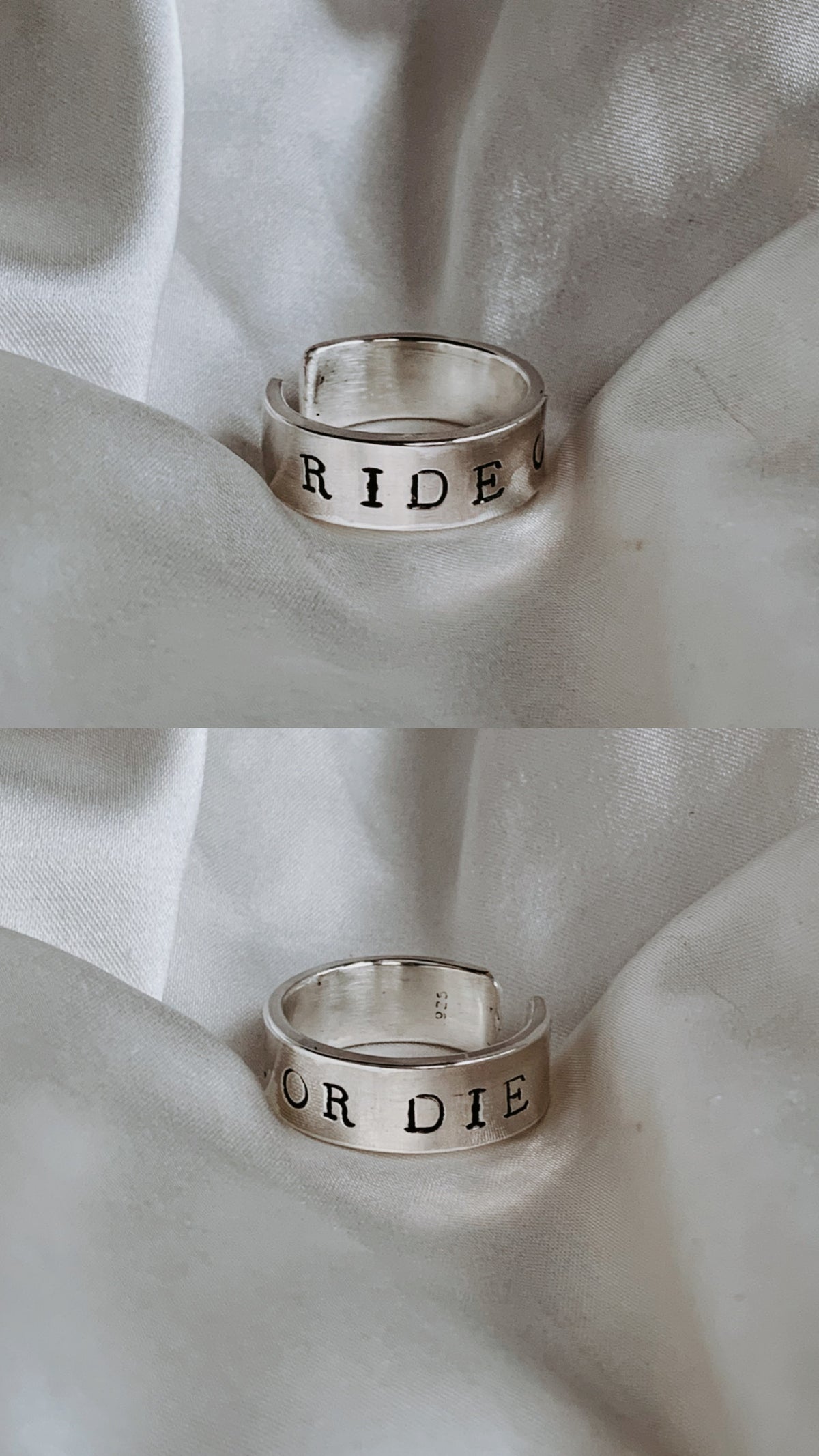 Ride Or Die Relationship Ring | Hand Stamped Silver Ring