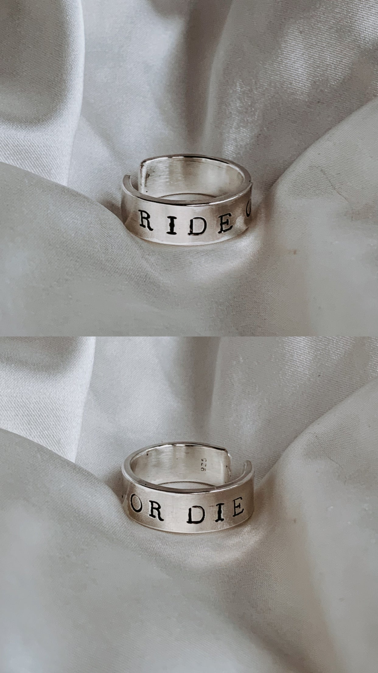 Ride Or Die Relationship Ring | Hand Stamped Silver Ring
