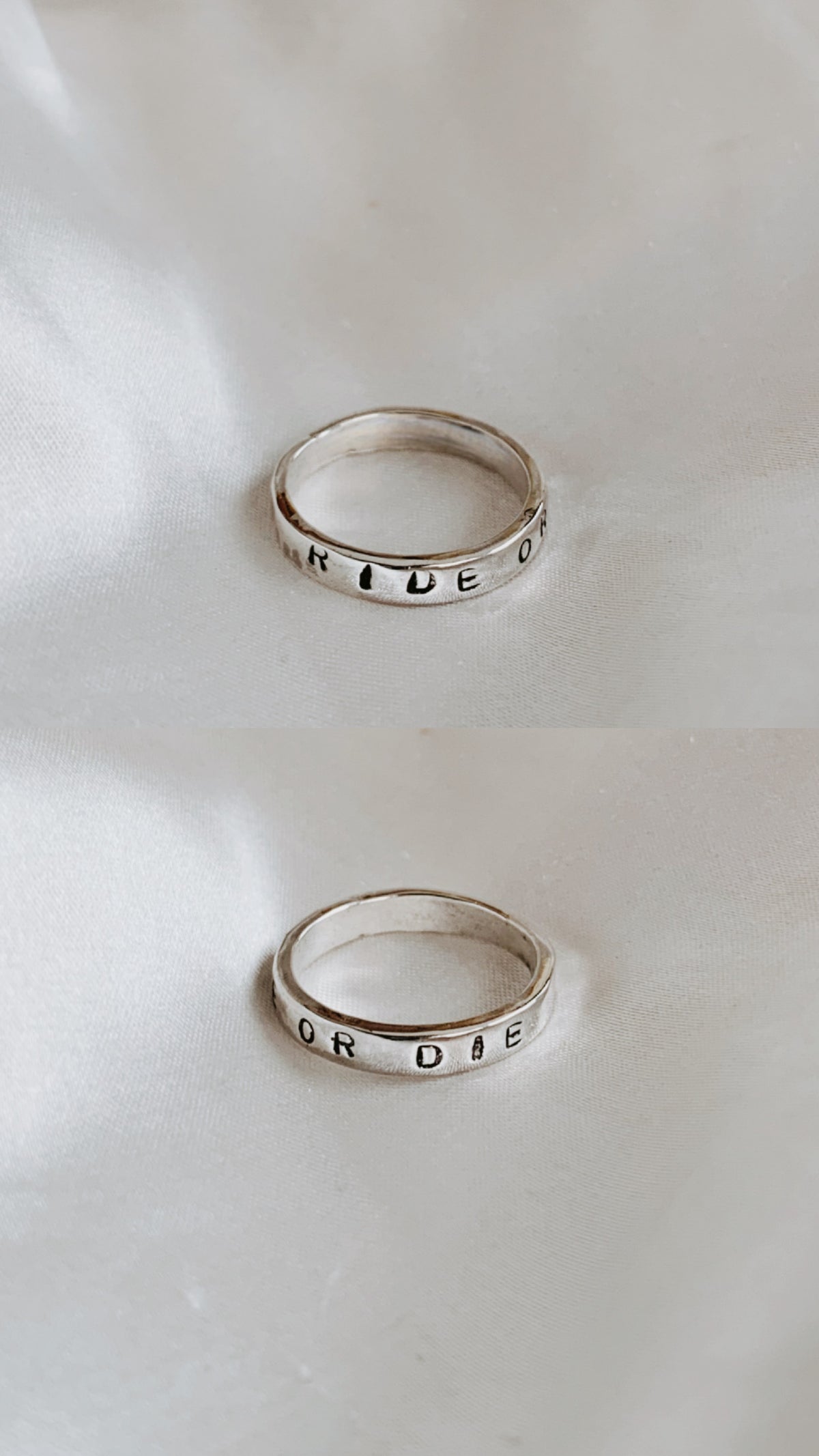 Ride Or Die Relationship Ring | Hand Stamped Silver Ring
