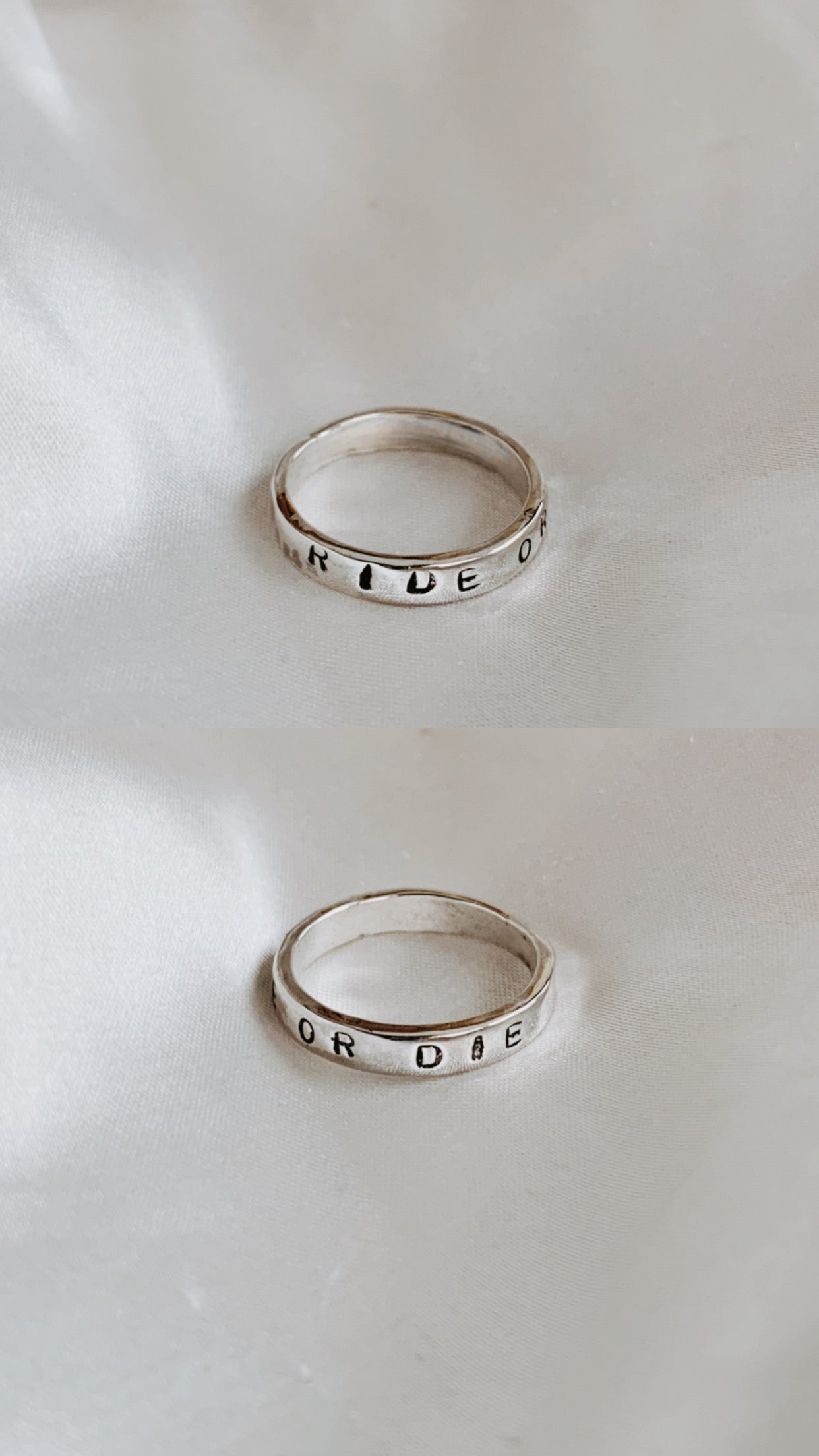 Ride Or Die Relationship Ring | Hand Stamped Silver Ring