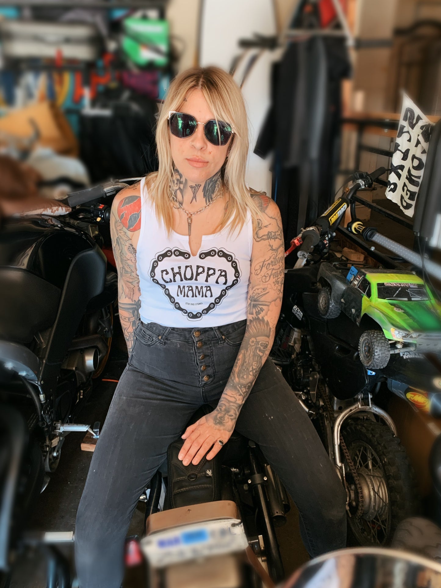 Choppa Mama | Chainlink Heart | Ribbed Tank Top