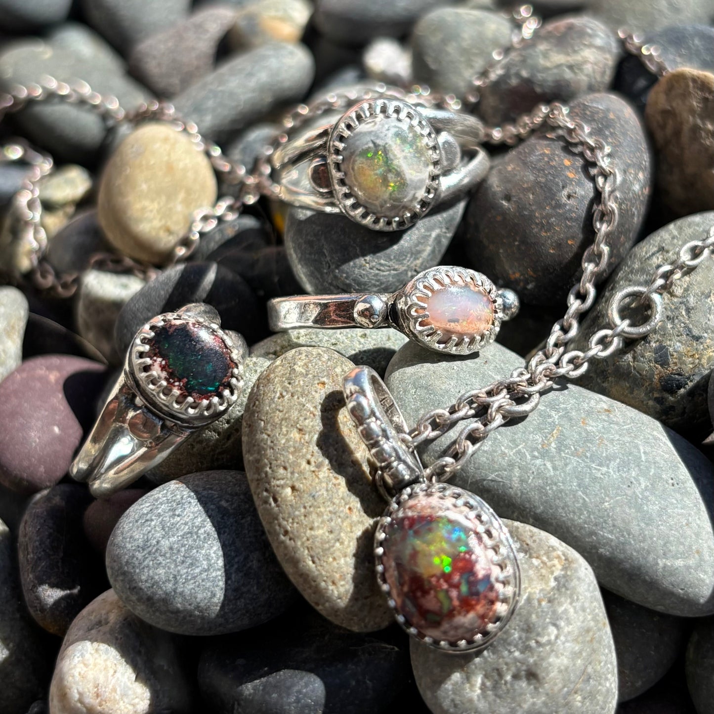 Winter Opals Set In Sterling Silver