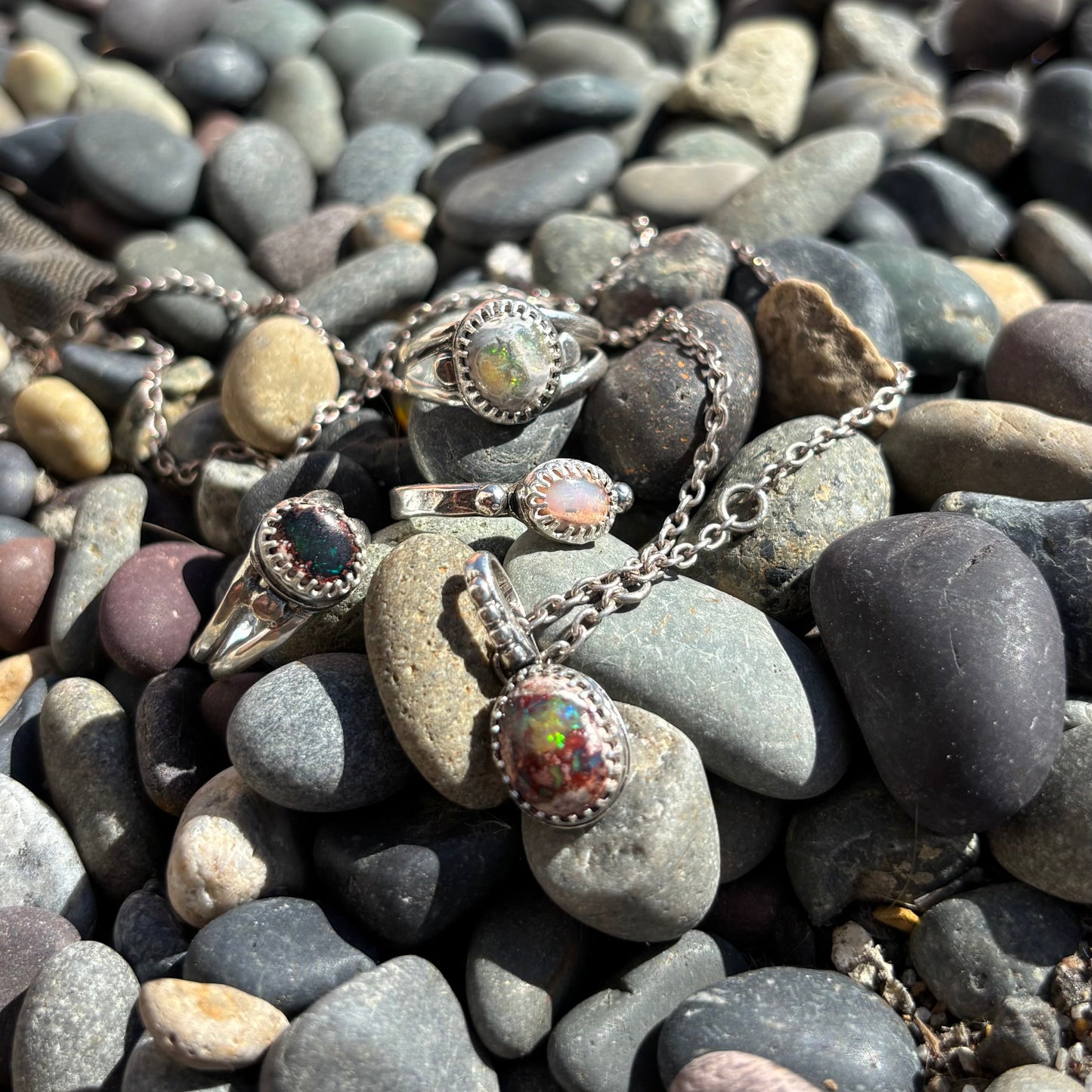 Winter Opals Set In Sterling Silver