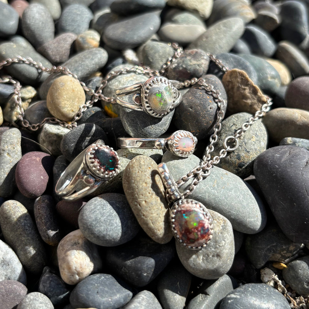 Winter Opals Set In Sterling Silver