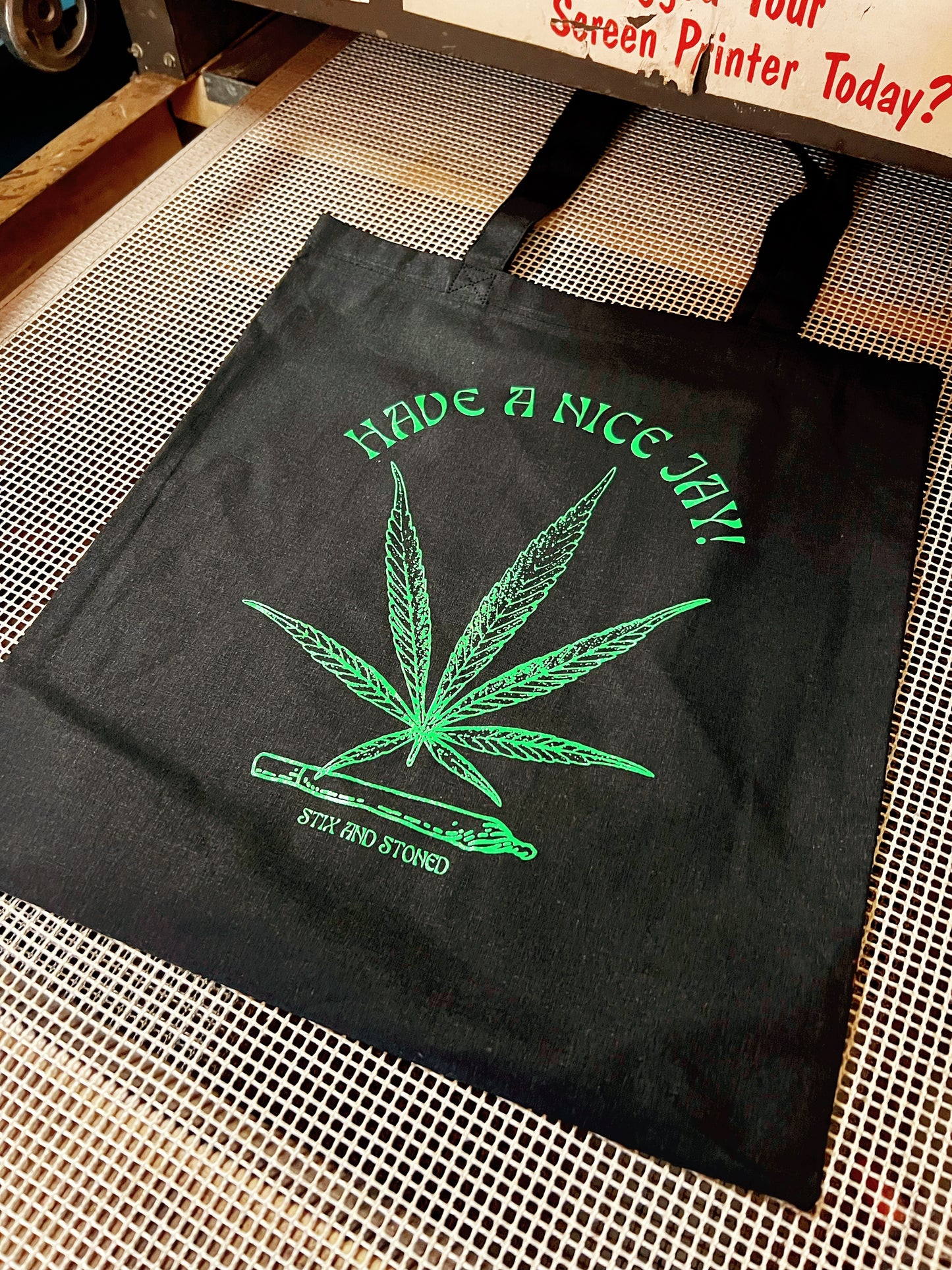 "Have A Nice Jay" Hemp Leaf Tote Bag