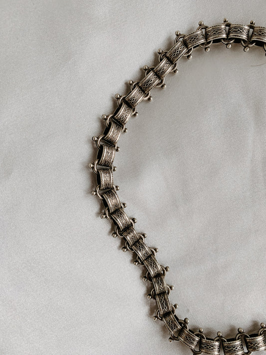 Vintage-Style Chunky Chainlink Necklace – Antique Silver Plated Brass
