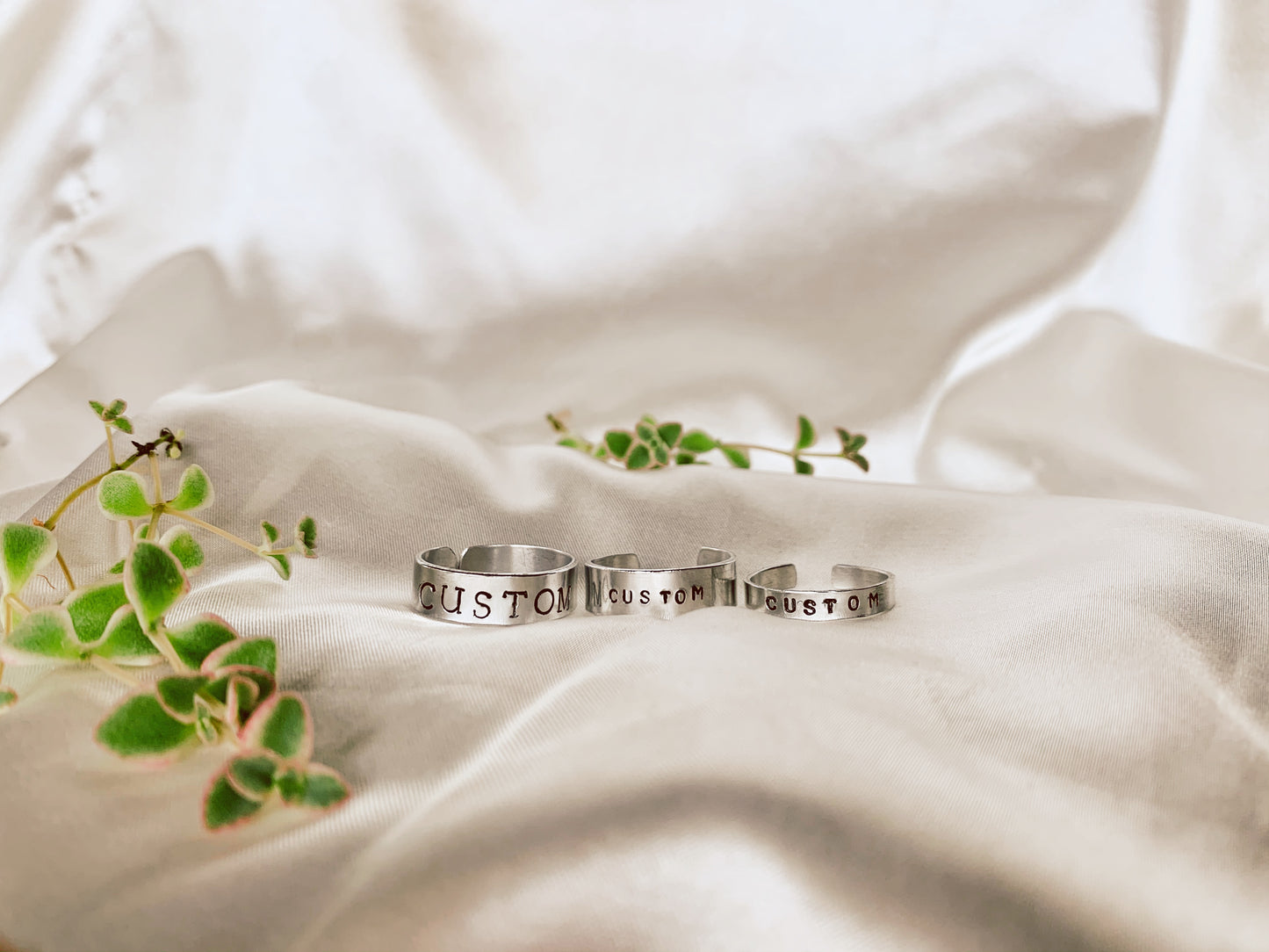Custom Hand-Stamped Sterling Silver Ring (Pronoun / Word Band)