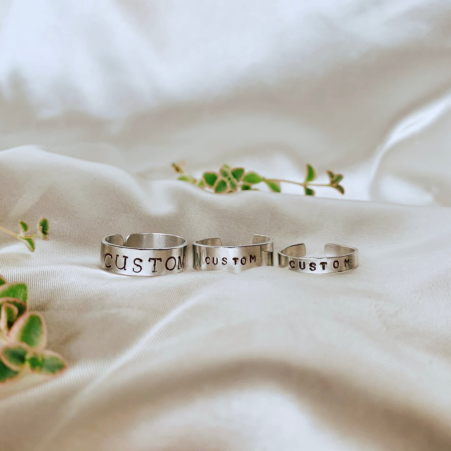 Custom Hand-Stamped Sterling Silver Ring (Pronoun / Word Band)