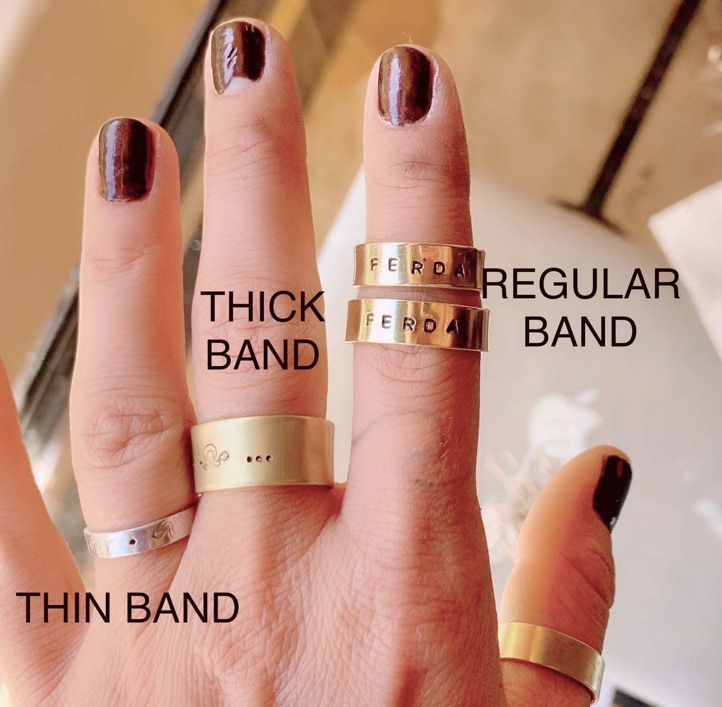 Custom Hand-Stamped Sterling Silver Ring (Pronoun / Word Band)