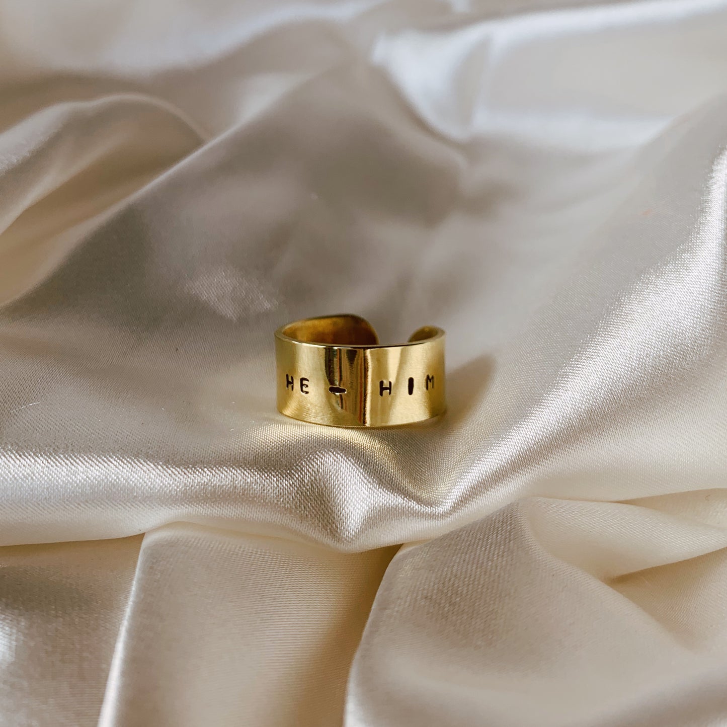 Custom Hand-Stamped Sterling Silver Ring (Pronoun / Word Band)