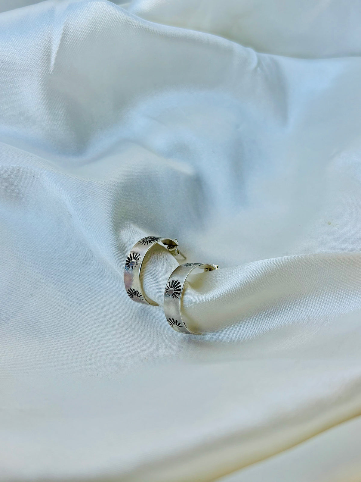Stamped Silver Hoop Earrings