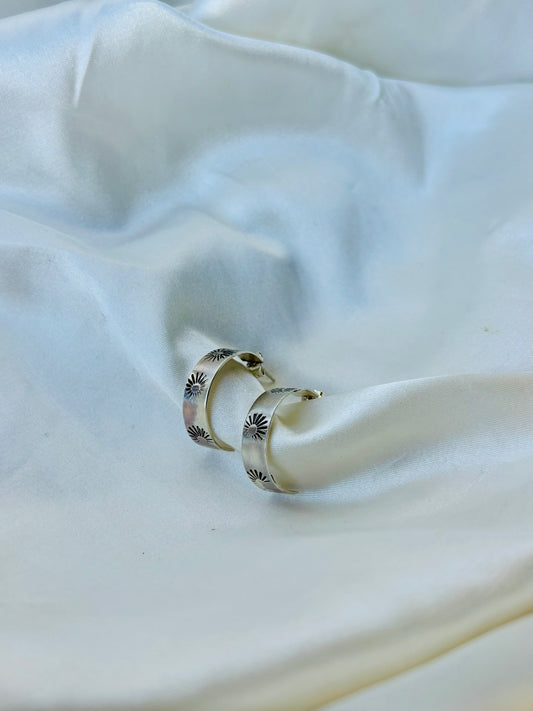 Stamped Silver Hoop Earrings