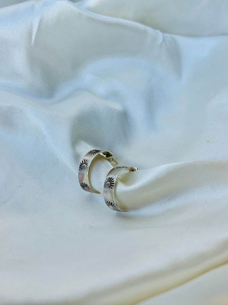Stamped Silver Hoop Earrings