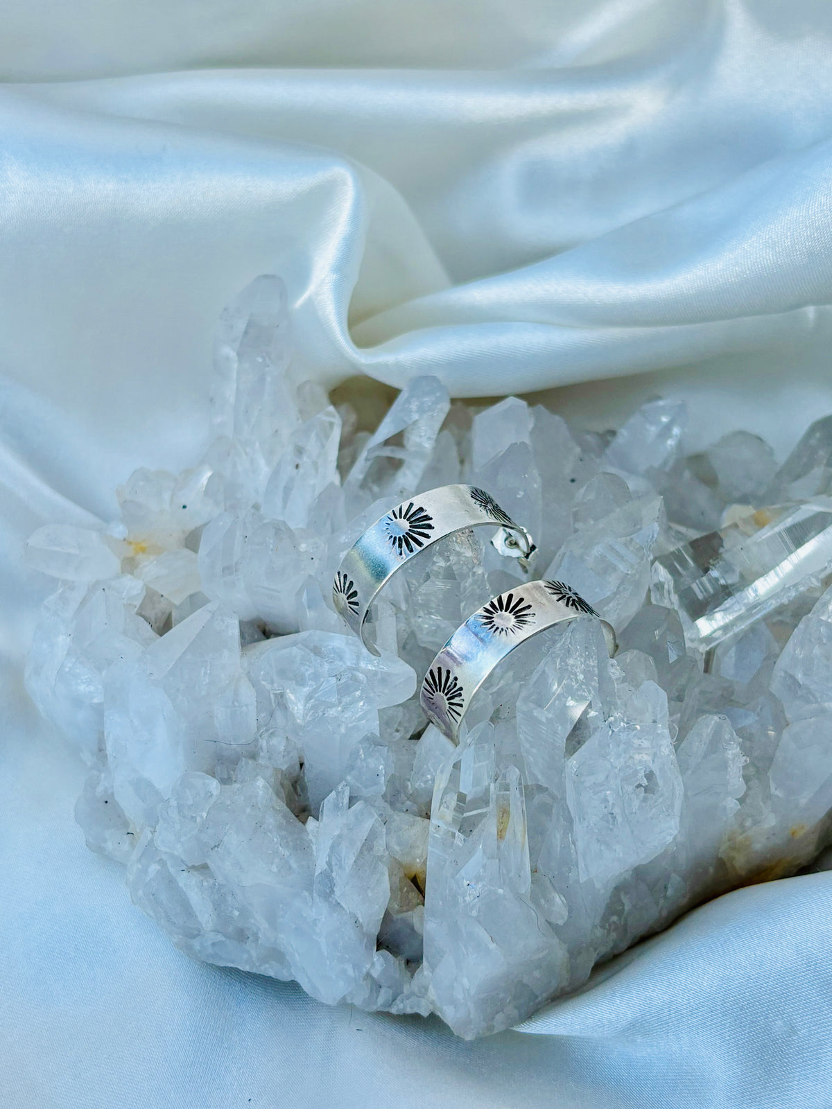 Stamped Silver Hoop Earrings