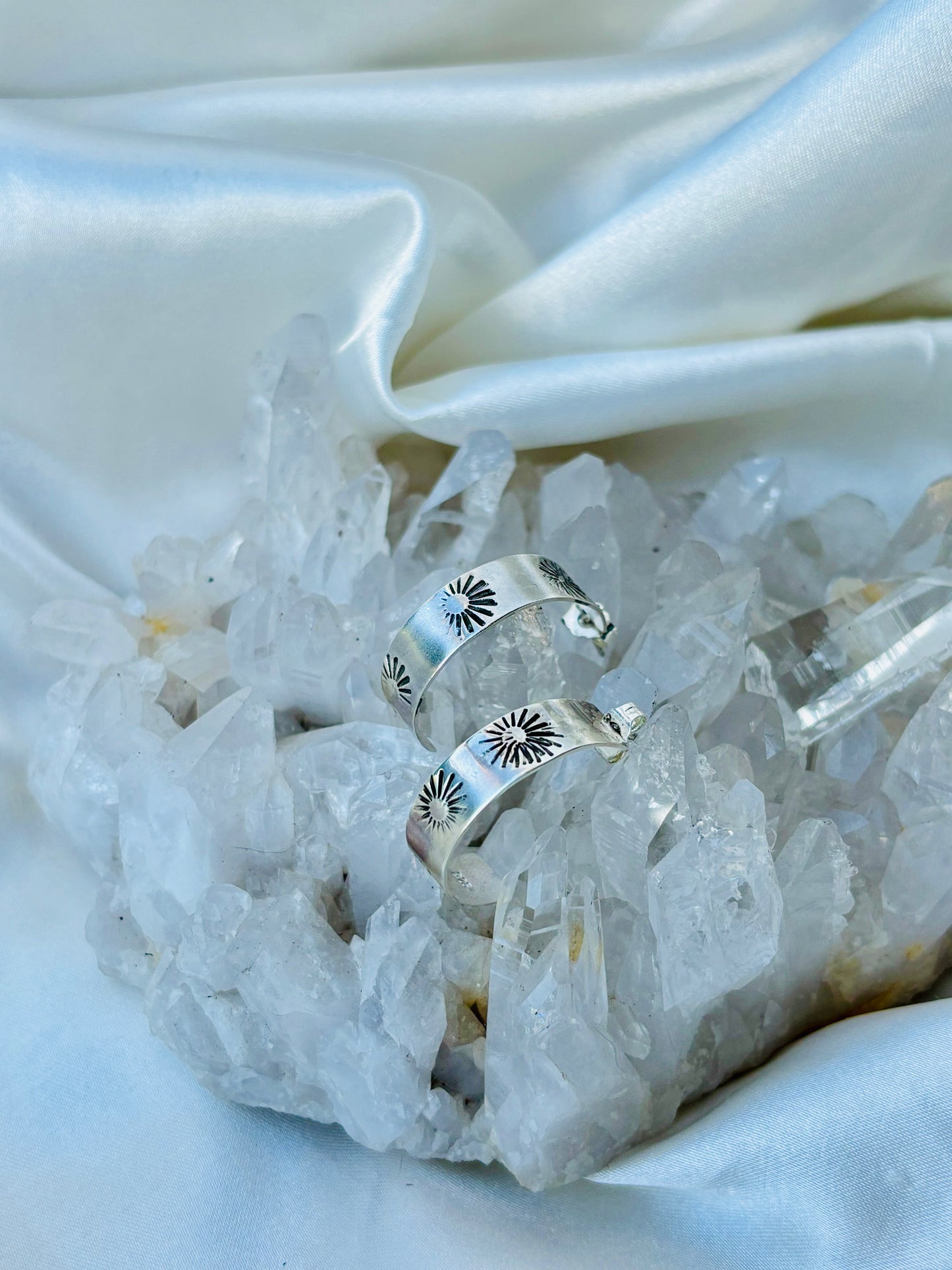Stamped Silver Hoop Earrings
