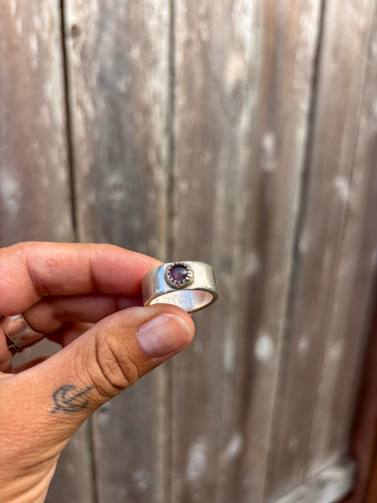 Thick Silver Amethyst Crown Statement Ring - The Ride or Die