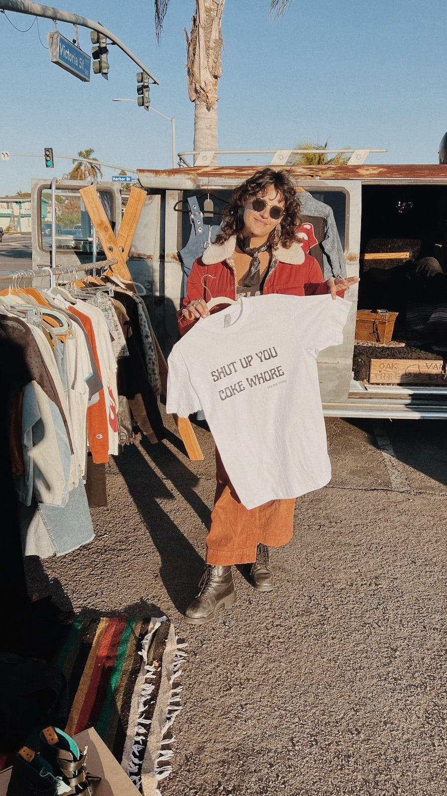 Coke Whore Crop Top | Shut Up You Coke Whore| Funny Graphic Streetwear Tee – Let the Shirt Do the Talking | White Crop Top Shirt