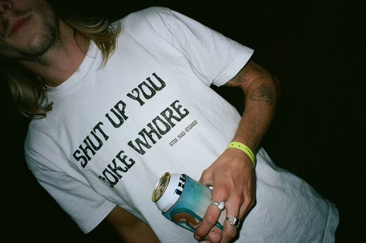Coke Whore Classic | Shut Up You Coke Whore| Funny Graphic Streetwear Tee – Let the Shirt Do the Talking | White Shirt